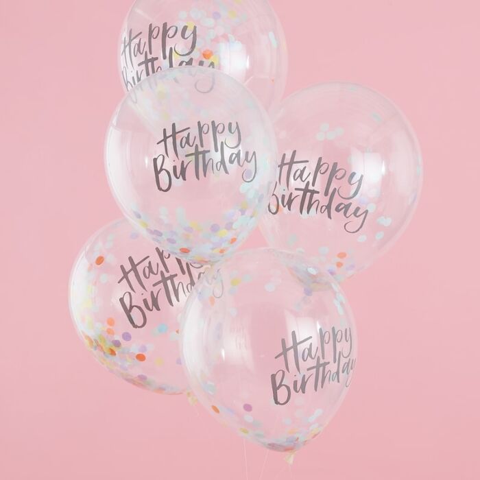 Palloncini con coriandoli Happy birthday